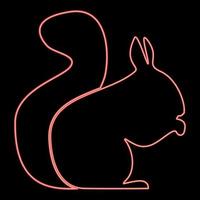 neon scoiattolo colore rosso illustrazione vettoriale immagine in stile piatto