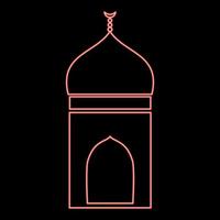 icona della moschea al neon colore nero in cerchio colore rosso illustrazione vettoriale immagine in stile piatto