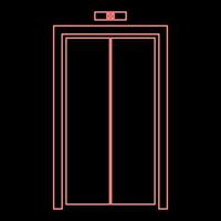 neon ascensore porte colore rosso illustrazione vettoriale immagine in stile piatto
