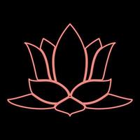 neon fiore di loto colore rosso illustrazione vettoriale immagine in stile piatto