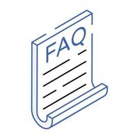 un disegno dell'icona del profilo del documento faq vettore