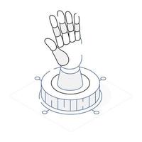 icona isometrica personalizzabile della mano robotica vettore