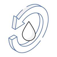 un'icona di riciclaggio dell'acqua, design isometrico vettore