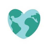 globo terrestre con continenti e oceani. icona del mondo o del pianeta a forma di cuore vettore