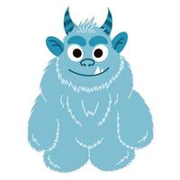 personaggio dei cartoni animati yeti. illustrazione vettoriale bigfoot isolata su sfondo bianco. illustrazione del bambino mostro blu