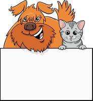 cartone animato gatto e cane con disegno grafico in bianco singboard vettore