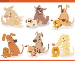 cani divertenti del fumetto con i personaggi dei fumetti dei cuccioli impostati vettore