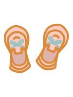 sandali per bambini scarpe prime scarpe con lacci a fiocco per ragazza vettore isolato rosa verde disegnato a mano