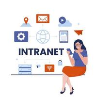 design piatto della connessione di rete Internet intranet