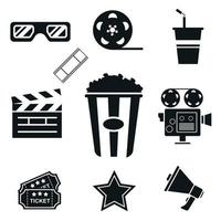 set di icone di contorno del cinema. elementi di design del film. illustrazione vettoriale