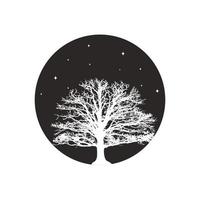 albero secco con sfondo cielo stellato. natura nel vettore del cerchio
