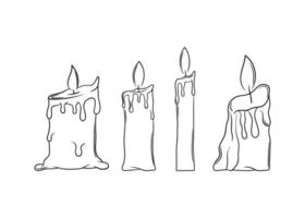 icona dell'illustrazione di arte della linea della candela