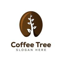 design moderno del logo marrone della pianta del caffè vettore