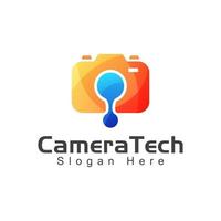 modello vettoriale di progettazione del logo gradiente di tecnologia della fotocamera moderna