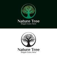 logo dell'albero della natura verde, modello vettoriale di progettazione del logo dell'albero di quercia