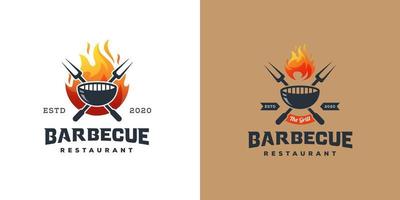 collezione ristorante barbecue vintage il design del logo grill vettore