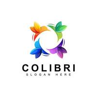 logo colorato di colibri di uccelli, modello vettoriale di progettazione del logo di colibrì