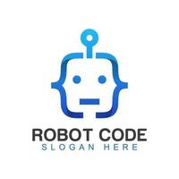 logo del codice del robot per la programmazione di un semplice logo design vettore