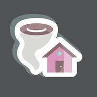 adesivo tornado che colpisce casa. adatto per il simbolo dei disastri. stile compagno di colore. design semplice modificabile. vettore del modello di progettazione. semplice illustrazione del simbolo