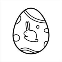 uovo di Pasqua con un coniglietto disegnato a mano. simpatico cartone animato illustrazione disegno vettoriale. elemento di design. Buona Pasqua vettore