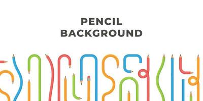 illustrazione vettoriale di uno sfondo di matite piegate e contorte. un set di matite multicolori curve.