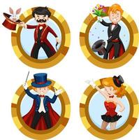 set di diversi personaggi dei cartoni animati di maghi vettore