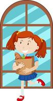 personaggio dei cartoni animati semplice ragazza felice vettore