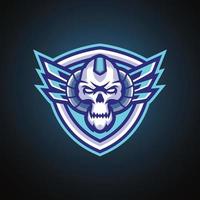 modelli di logo esport di cyborg del cranio vettore