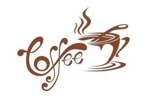 tazza di caffè disegno a tratteggio di arte decorativa modello in tazza su sfondo bianco vettore