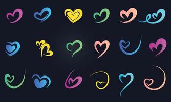 san valentino cuore doodle cuore doodles set. collezione di cuori disegnati a mano. illustrazioni romantiche e d'amore eps 10 vettore