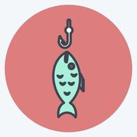 icona pesce catturato. adatto per il simbolo del mare. stile compagno di colore. design semplice modificabile. vettore del modello di progettazione. semplice illustrazione del simbolo