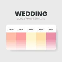 la tavolozza dei colori del matrimonio o le combinazioni di colori sono combinazioni di tendenze e guide alle tavolozze. esempio di tonalità di colore da tavolo in rgb e hex. un campione di colore per gli amanti della moda matrimonio, della casa, dell'interior design vettore