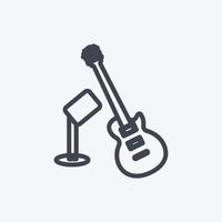 icona chitarra e microfono. adatto per il simbolo del partito. stile di linea. design semplice modificabile. vettore del modello di progettazione. semplice illustrazione del simbolo