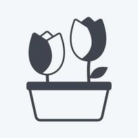 icona tulipani in vaso. adatto per il simbolo della primavera. stile glifo. design semplice modificabile. vettore del modello di progettazione. semplice illustrazione del simbolo