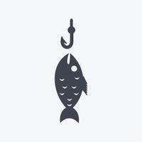 icona pesce catturato. adatto per il simbolo del mare. stile glifo. design semplice modificabile. vettore del modello di progettazione. semplice illustrazione del simbolo