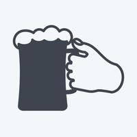 icona che tiene il bicchiere di birra. adatto per le azioni della mano simbolo. stile glifo. design semplice modificabile. vettore del modello di progettazione. semplice illustrazione del simbolo