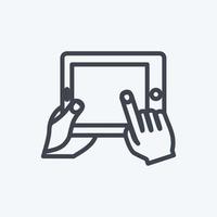 icona tramite tablet. adatto per le azioni della mano simbolo. stile di linea. design semplice modificabile. vettore del modello di progettazione. semplice illustrazione del simbolo