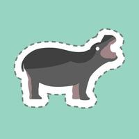 ippopotamo tagliato con la linea di adesivi. adatto per simbolo animale. design semplice modificabile. vettore del modello di progettazione. semplice illustrazione del simbolo