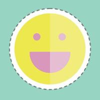 emoticon di taglio della linea di adesivo che ride. adatto per il simbolo dell'emoticon. design semplice modificabile. vettore del modello di progettazione. semplice illustrazione del simbolo