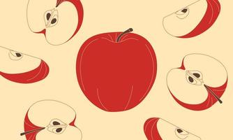 illustrazione della mela rossa facile da disegnare. isolare lo sfondo. vettore