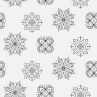 senza cuciture con ornamenti geometrici e floreali su sfondo bianco. modello vintage in stile indiano. illustrazione vettoriale ideale per tessuti, confezioni, carta decorativa, scrapbooking.