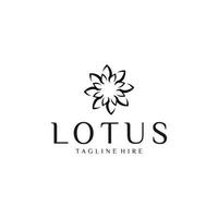 stile lineare del modello di vettore di progettazione di logo di lusso del fiore di loto. icona di concetto di moda salute fitness giardino logotipo.