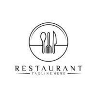logo alimentare con cucchiaio, forchetta e coltello. design del logo del ristorante vettore