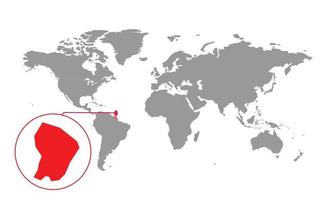 messa a fuoco della mappa della guiana francese. mappa del mondo isolata. isolato su sfondo bianco. illustrazione vettoriale. vettore