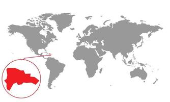 messa a fuoco della mappa della repubblica dominicana. mappa del mondo isolata. isolato su sfondo bianco. illustrazione vettoriale. vettore