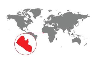 messa a fuoco della mappa della liberia. mappa del mondo isolata. isolato su sfondo bianco. illustrazione vettoriale. vettore