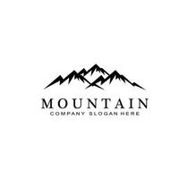 Mountain View logo disegno vettoriale all'alba per l'avventura nella natura all'aperto