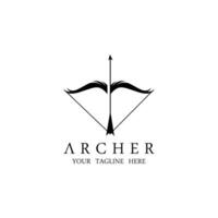 silhouette di athena minerva con design logo arciere reale vettore