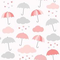 modello vettoriale con pioggia di ombrello, nuvola e cuore. sfondo senza soluzione di continuità di san valentino. design carino per la doccia della neonata.