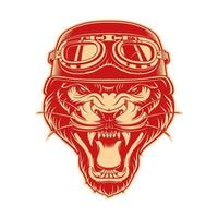 illustrazioni grafica vettoriale di motociclista tigre isolato su sfondo bianco. motociclista animale leone. animale da corsa mascotte personaggio in stile cartone animato